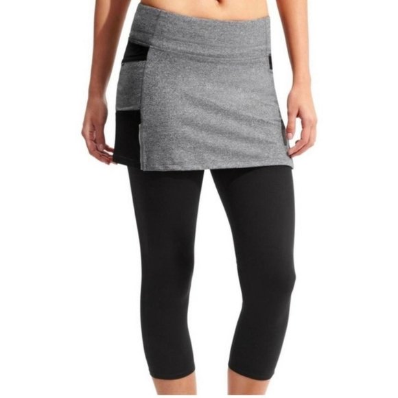 Athleta Be Free 2 in 1 Skirt and Leggings Combo in Grey and Black, S - Picture 1 of 11